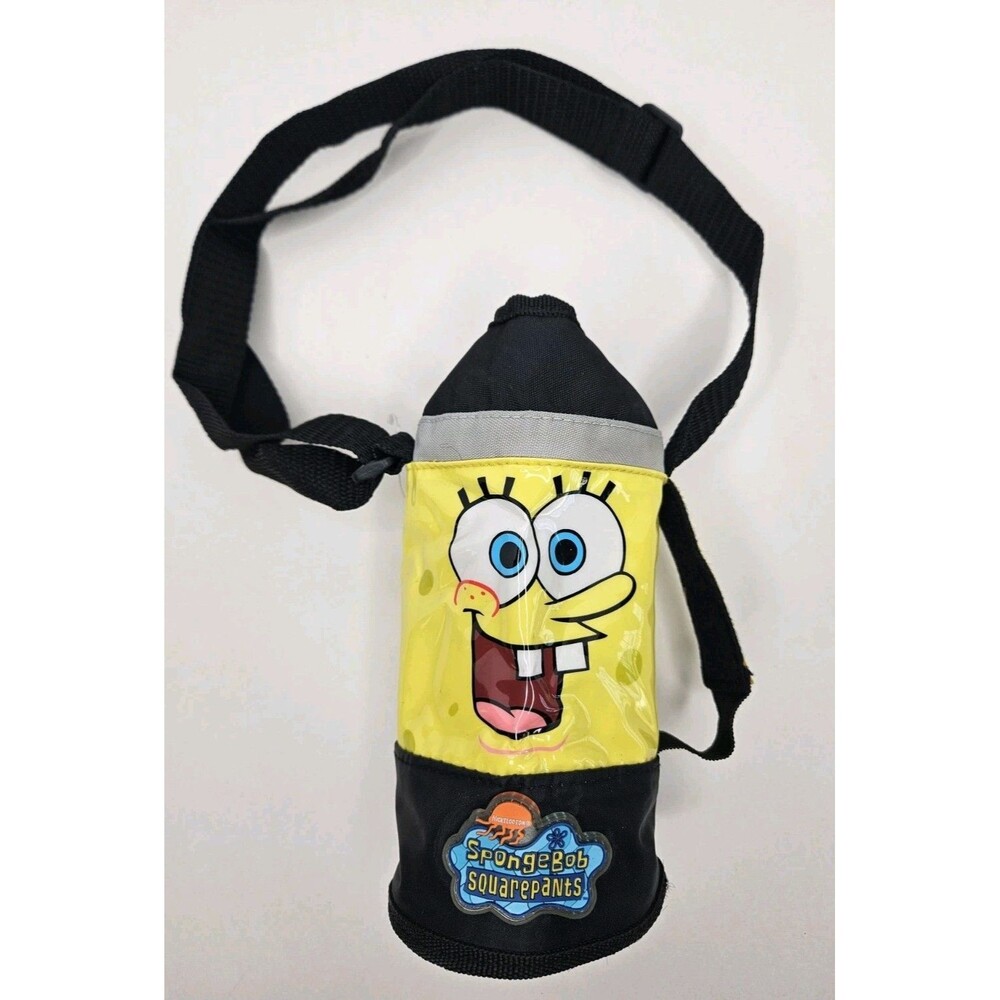 Vtg Y2K SpongeBob SquarePants Water Bottle Sleeve Koozie W /Strap Nickelodeon